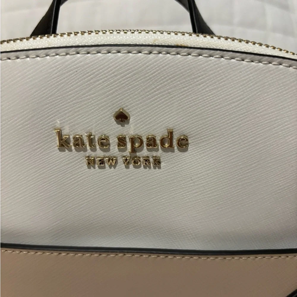 Kate Spade White and Tan Leather Backpack Handbag